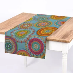 SCHÖNER LEBEN. Tischläufer Outdoor Mandalas türkis mulitcolor 40x160cm