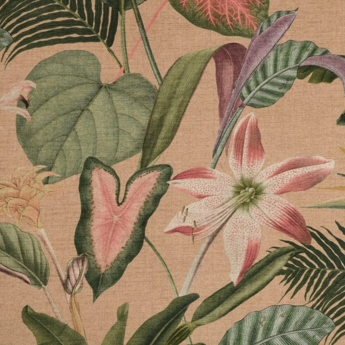 SCHÖNER LEBEN. Tischläufer Outdoor Romantic Botanic Exotik Blumen beige grün rosa 40x160cm