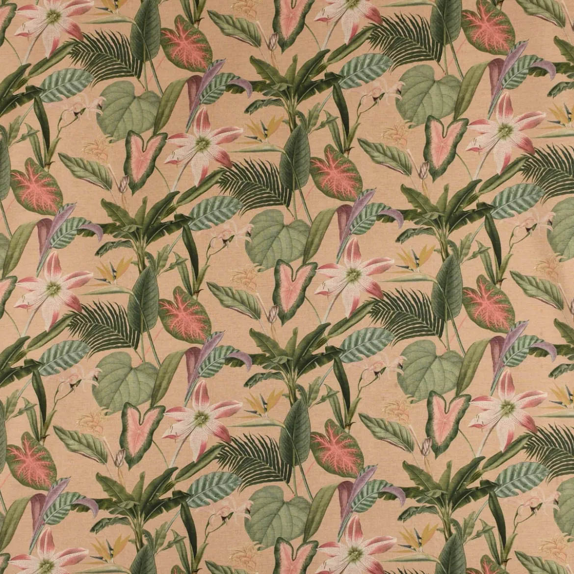 SCHÖNER LEBEN. Tischläufer Outdoor Romantic Botanic Exotik Blumen beige grün rosa 40x160cm