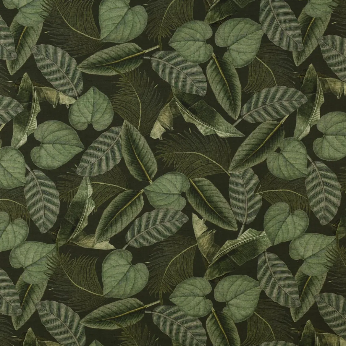 SCHÖNER LEBEN. Tischläufer Outdoor Botanic Leaf Detailed Blätter Exotik grün 40x160cm