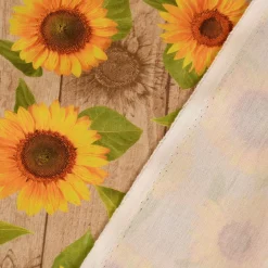 SCHÖNER LEBEN. Tischläufer Outdoor Sunflower Sonnenbumen Holzlatten beige gelb 40x160cm