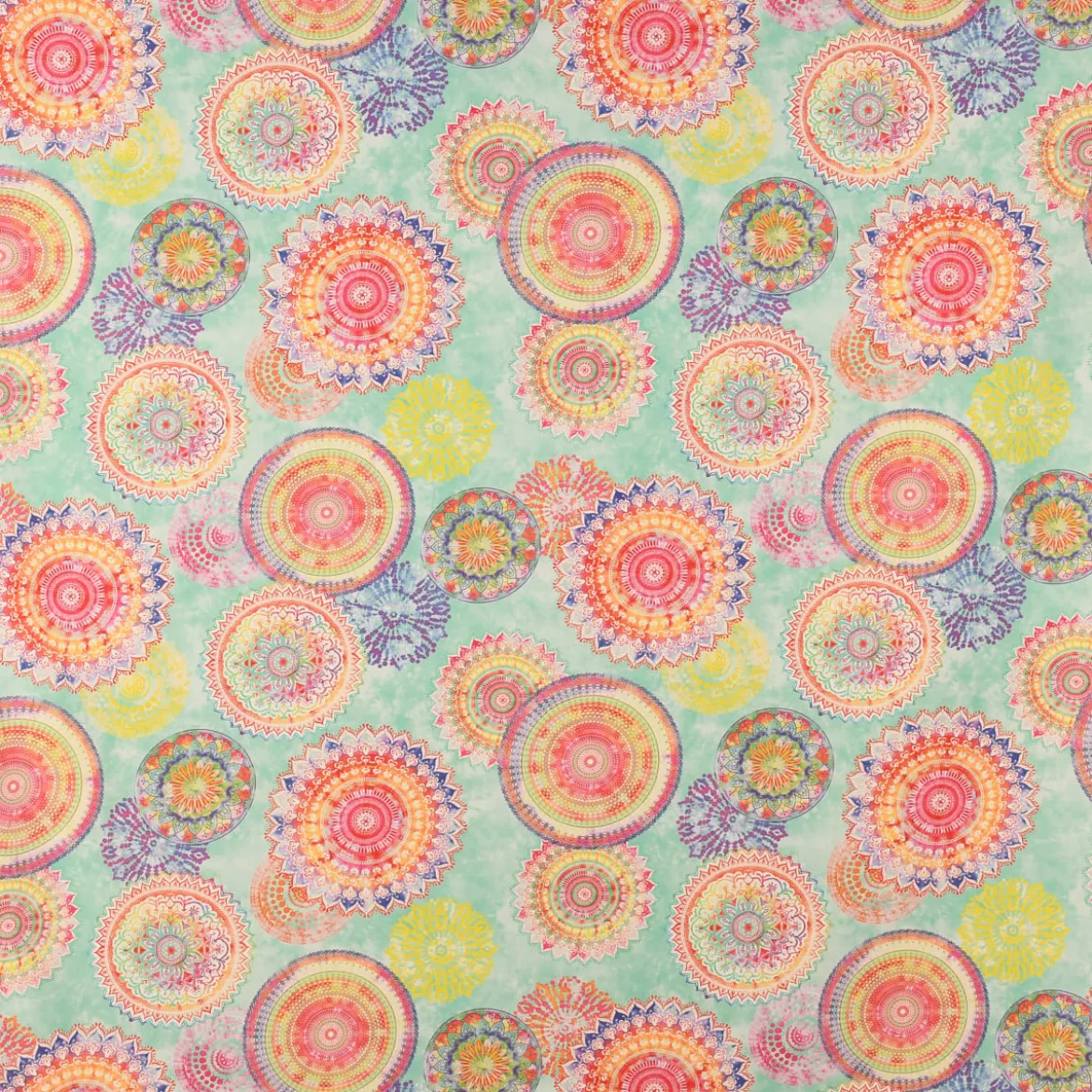 SCHÖNER LEBEN. Tischläufer Outdoor Mandala Watercolour mint bunt 40x160cm