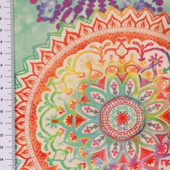 SCHÖNER LEBEN. Tischläufer Outdoor Mandala Watercolour mint bunt 40x160cm