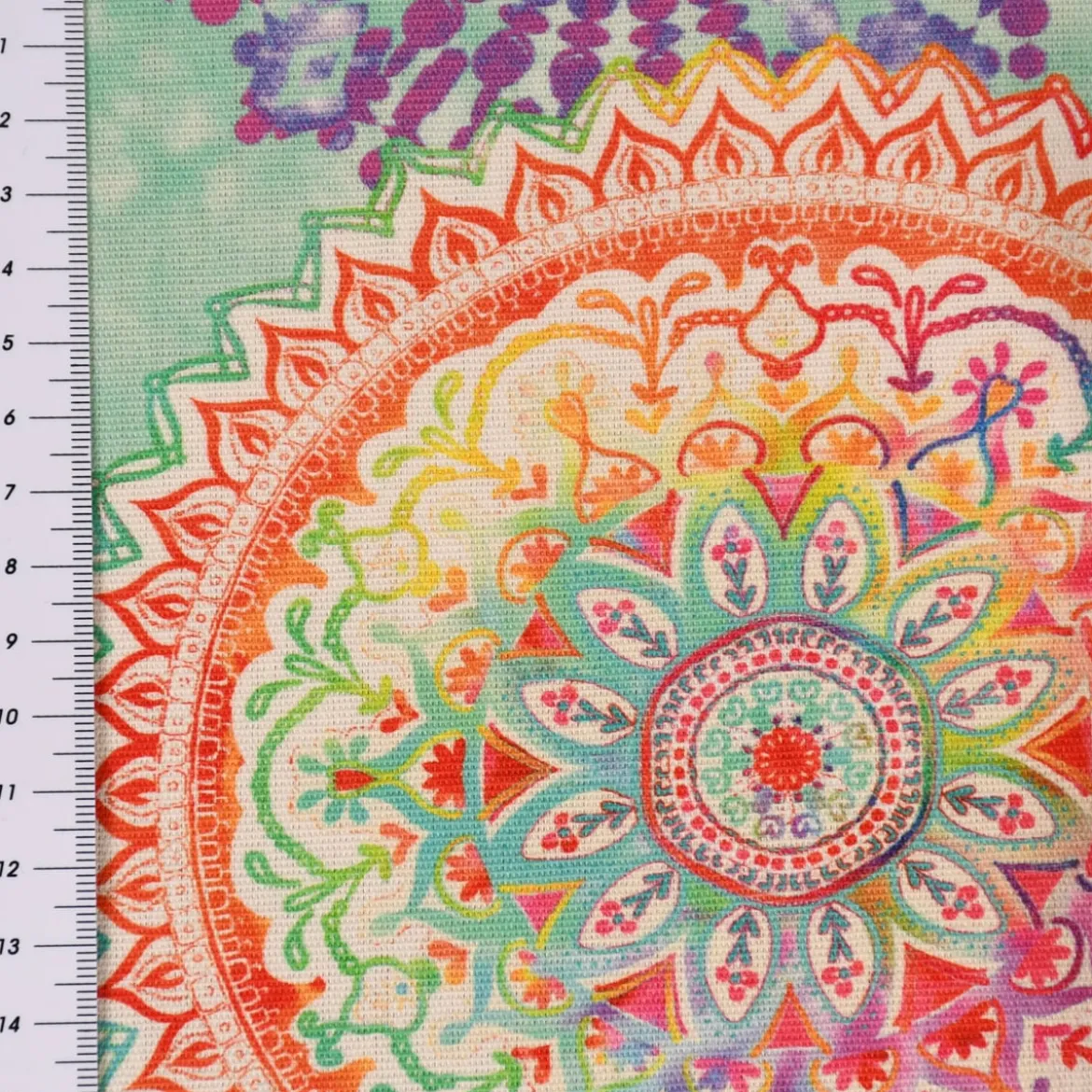 SCHÖNER LEBEN. Tischläufer Outdoor Mandala Watercolour mint bunt 40x160cm