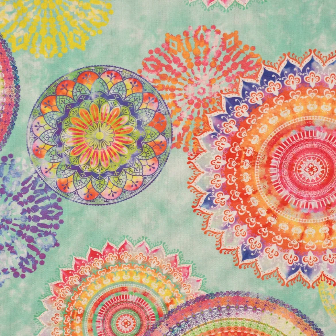 SCHÖNER LEBEN. Tischläufer Outdoor Mandala Watercolour mint bunt 40x160cm