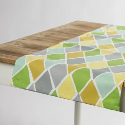 Schöner Leben Tischläufer Park West Lemonade Rauten grün gelb grau 40x160cm