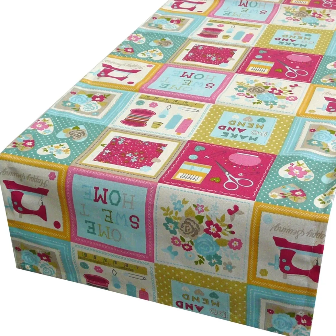 Schöner Leben Tischläufer Patchwork Nähutensilien Craftwork 40x160cm