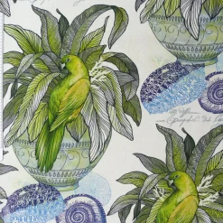 SCHÖNER LEBEN. Tischläufer Pflanze Papagei Muschel weiß blau grün 40x160cm
