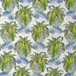 SCHÖNER LEBEN. Tischläufer Pflanze Papagei Muschel weiß blau grün 40x160cm