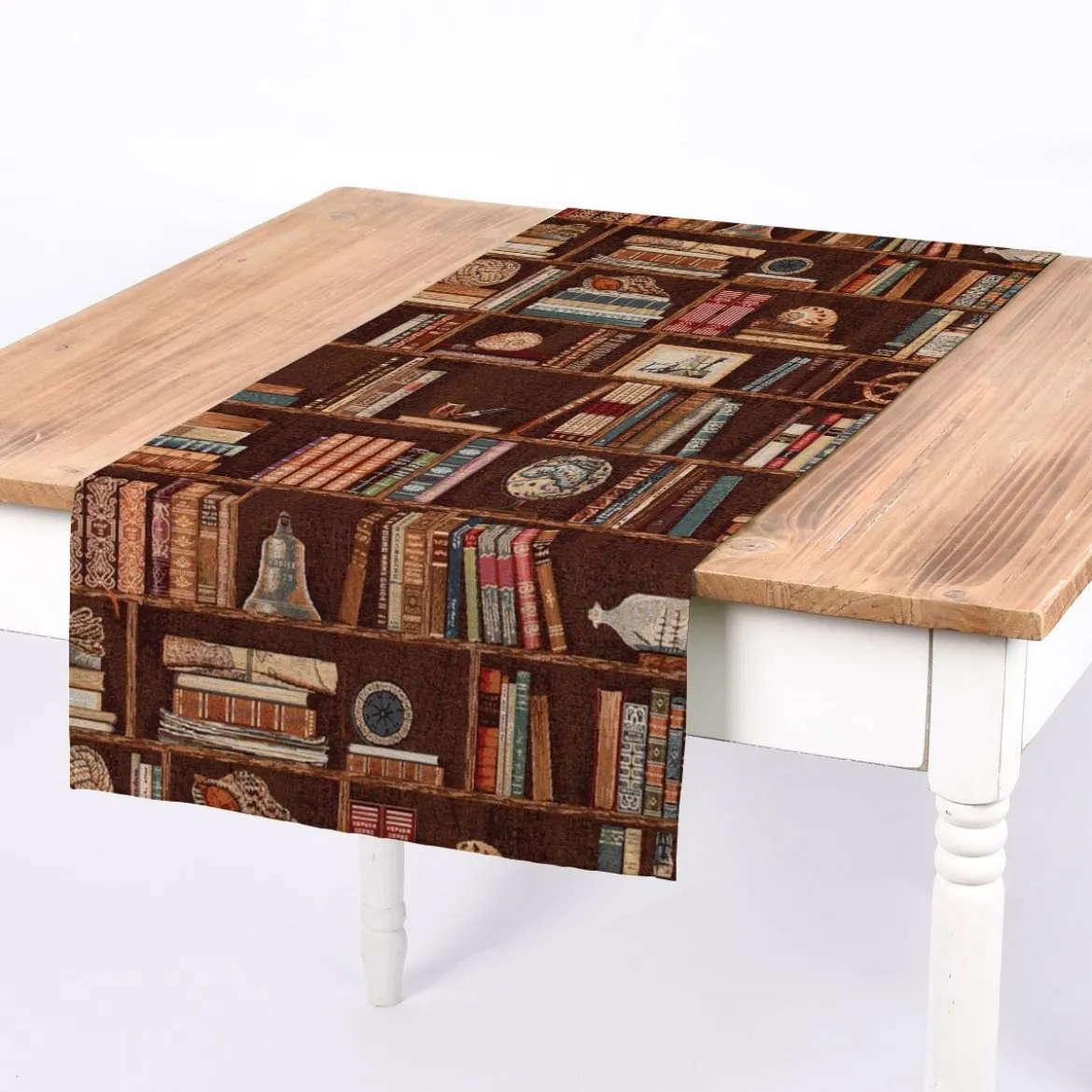 SCHÖNER LEBEN. Tischläufer Premium Bookshelve Marine Bücherregal Nautik 40x160cm