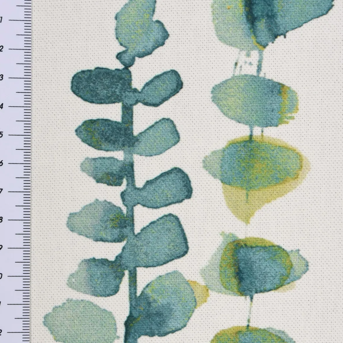 SCHÖNER LEBEN. Tischläufer Ranken Blätter Aquarell weiß grün blau 40x160cm