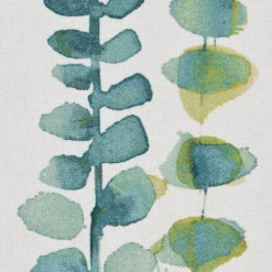 SCHÖNER LEBEN. Tischläufer Ranken Blätter Aquarell weiß grün blau 40x160cm