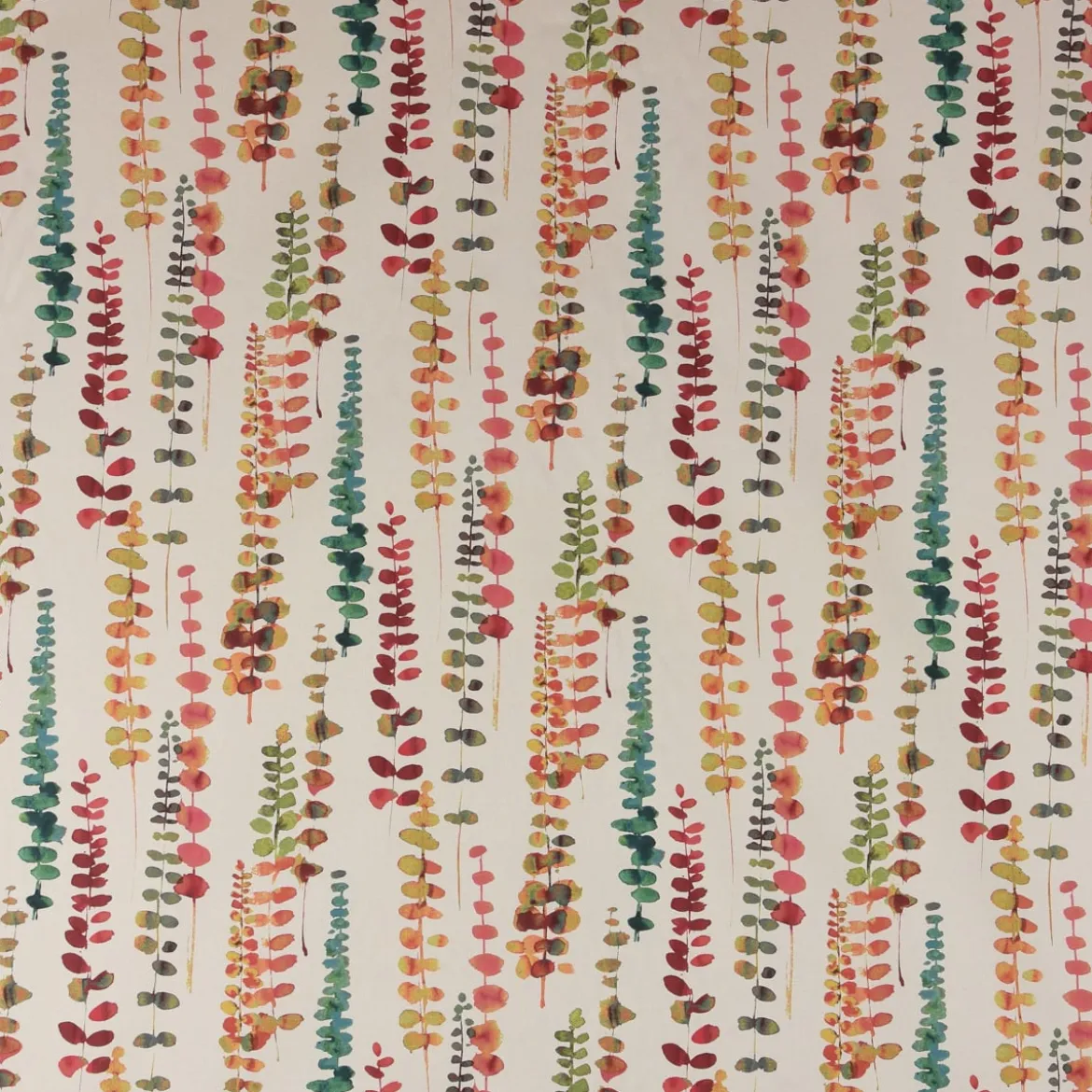 SCHÖNER LEBEN. Tischläufer Ranken Blätter Aquarell beige terrakotta grün rot 40x160cm