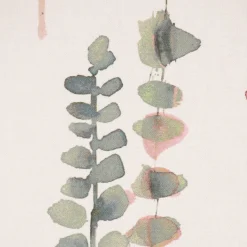 SCHÖNER LEBEN. Tischläufer Ranken Blätter Aquarell weiß grün rosa 40x160cm