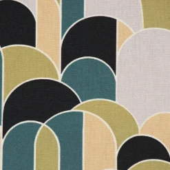 SCHÖNER LEBEN. Tischläufer Retroformen Geometrie grün petrol schwarz 40x160cm