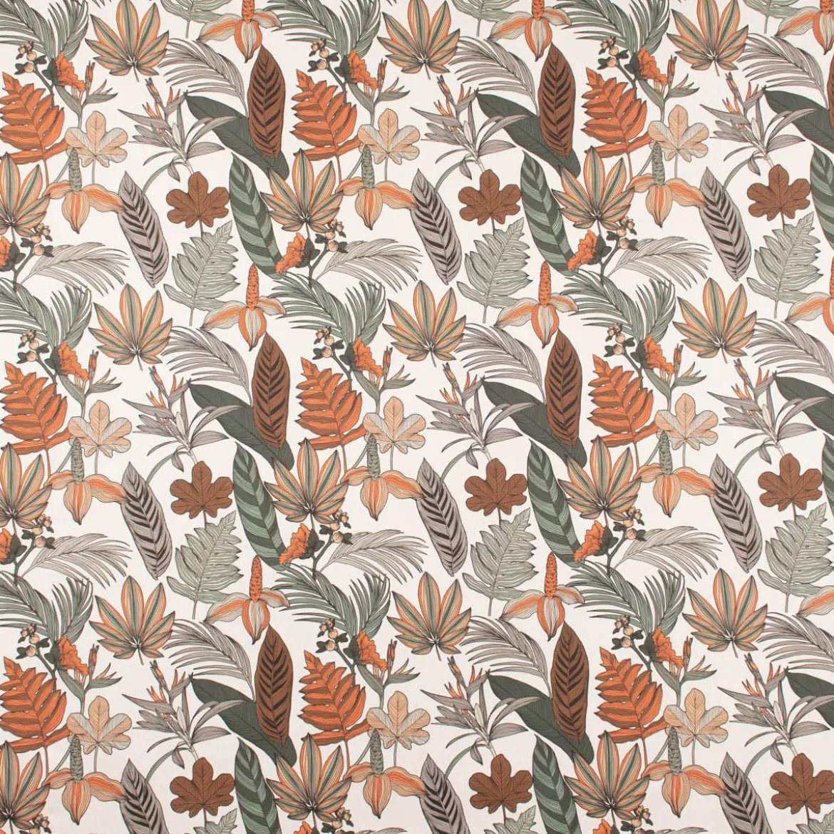 SCHÖNER LEBEN. Tischläufer Retro Blätter Blumen wollweiß orange braun 40x160cm