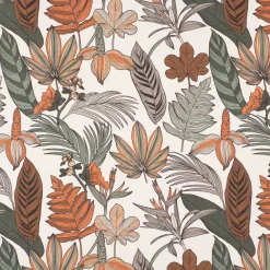 SCHÖNER LEBEN. Tischläufer Retro Blätter Blumen wollweiß orange braun 40x160cm