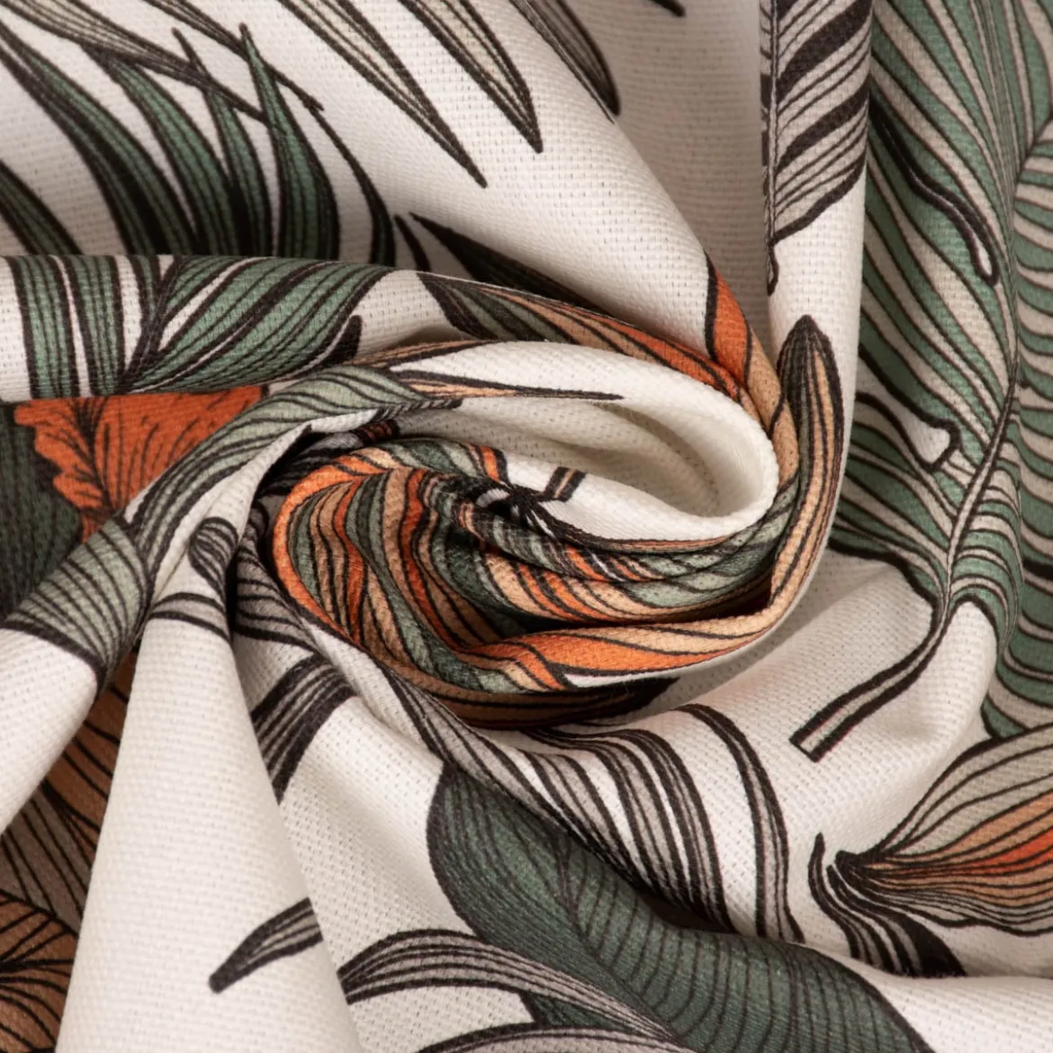 SCHÖNER LEBEN. Tischläufer Retro Blätter Blumen wollweiß orange braun 40x160cm