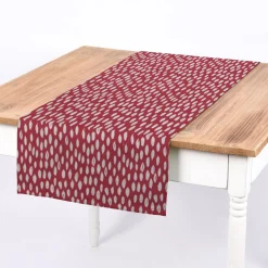 SCHÖNER LEBEN. Tischläufer rot mit Klecksen Tropfen 40x160cm