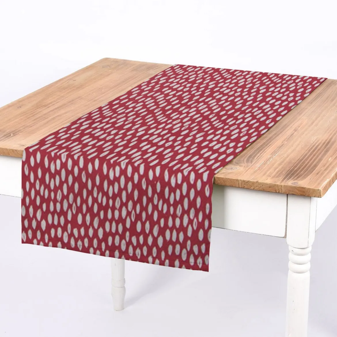SCHÖNER LEBEN. Tischläufer rot mit Klecksen Tropfen 40x160cm