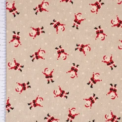 SCHÖNER LEBEN. Tischläufer Santa Snow Weihnachtsmann natur rot weiß 40x160cm