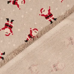SCHÖNER LEBEN. Tischläufer Santa Snow Weihnachtsmann natur rot weiß 40x160cm