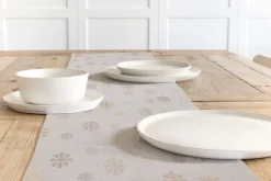 SCHÖNER LEBEN. Tischläufer Schneeflocken beidseitig beige gold 40x160cm