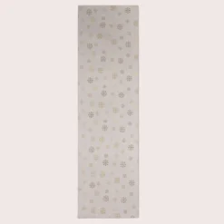 SCHÖNER LEBEN. Tischläufer Schneeflocken beidseitig beige gold 40x160cm