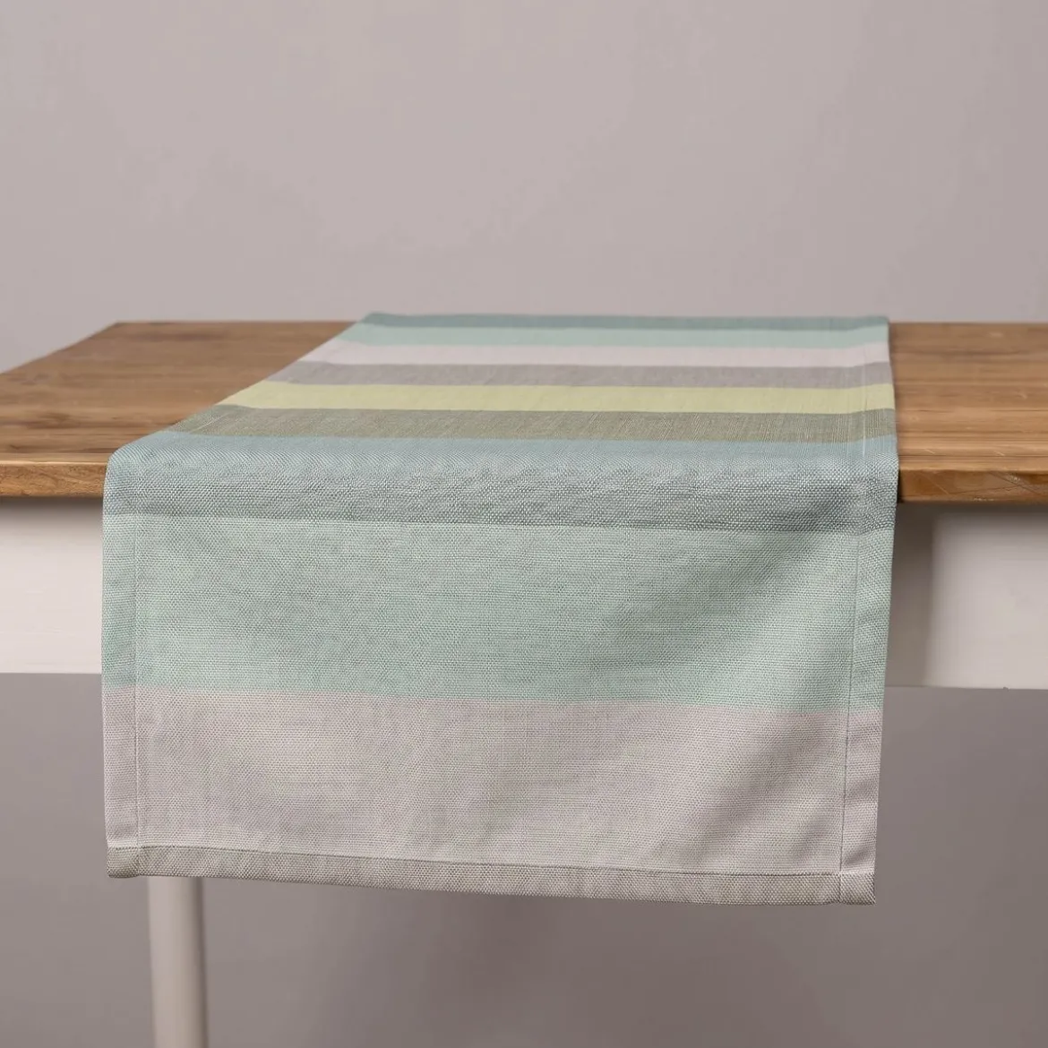 SCHÖNER LEBEN. Tischläufer Streifen 9,5cm grau mint petrol grün 40x160cm