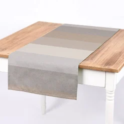 SCHÖNER LEBEN. Tischläufer Streifen 9,5cm creme beige braun grau 40x160cm