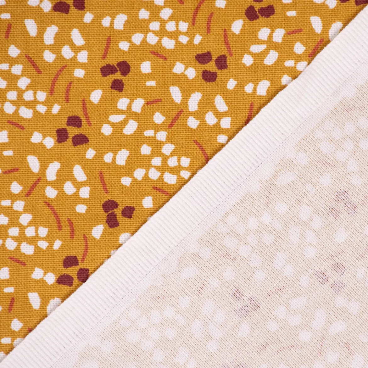 SCHÖNER LEBEN. Tischläufer Thraun Tupfen Striche senfgelb weiß rot 40x160cm