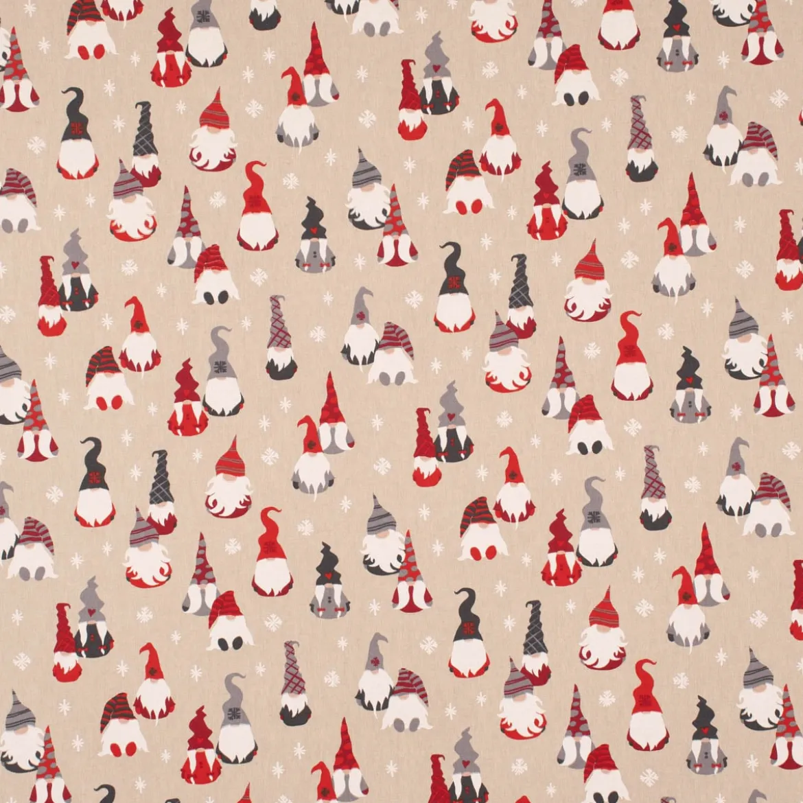 SCHÖNER LEBEN. Tischläufer Tomte Cosy Family Weihnachtswichtel natur rot weiß 40x160cm