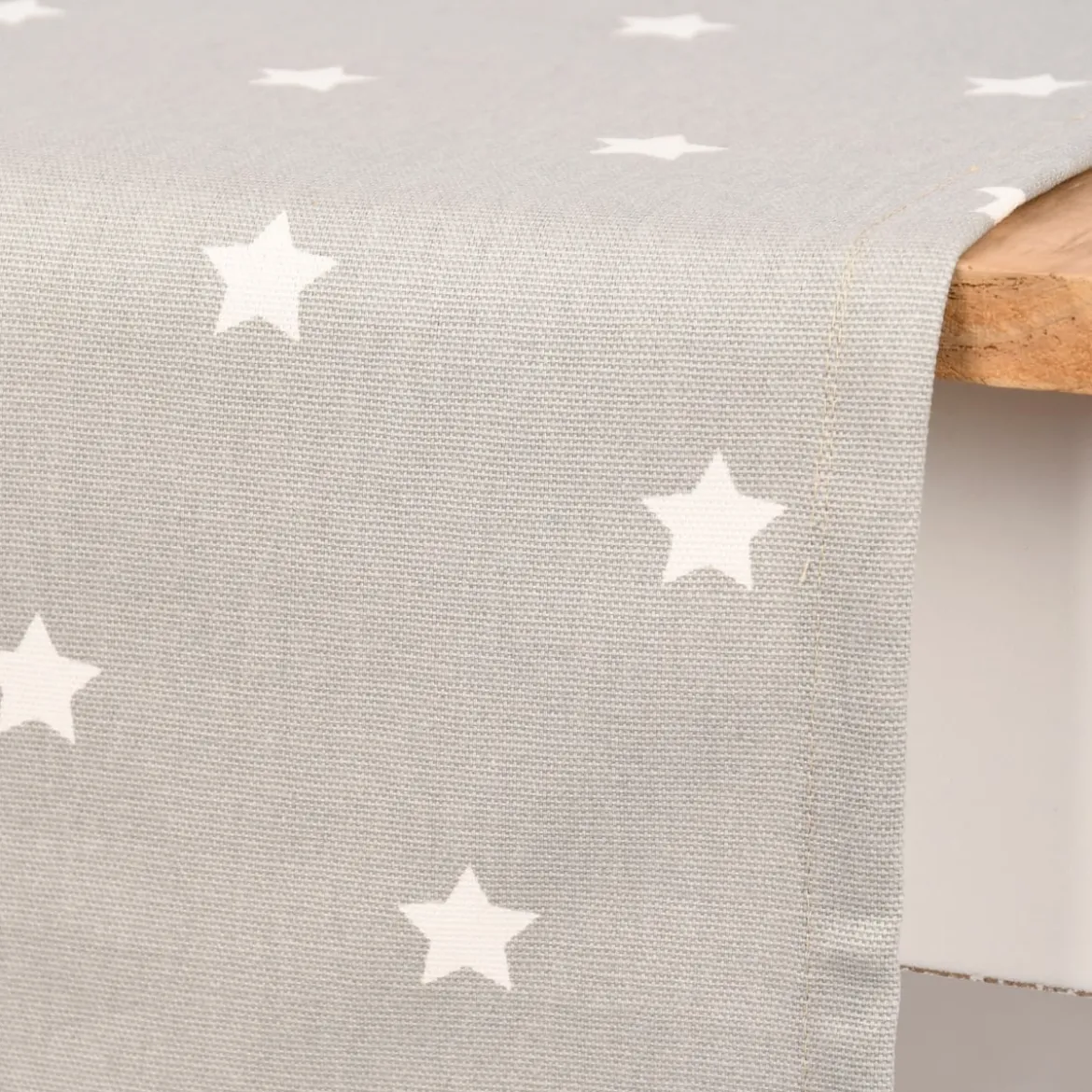 SCHÖNER LEBEN. Tischläufer Twinkle Sterne grau weiß 40x160cm