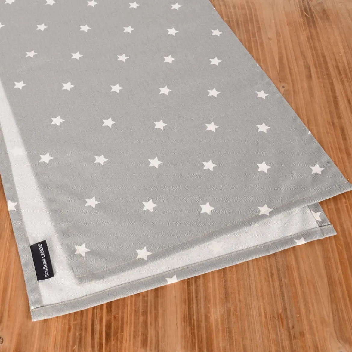 SCHÖNER LEBEN. Tischläufer Twinkle Sterne grau weiß 40x160cm