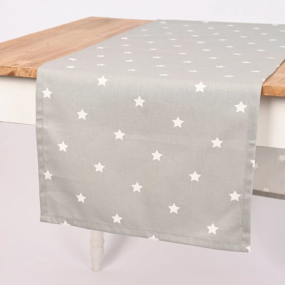 SCHÖNER LEBEN. Tischläufer Twinkle Sterne grau weiß 40x160cm