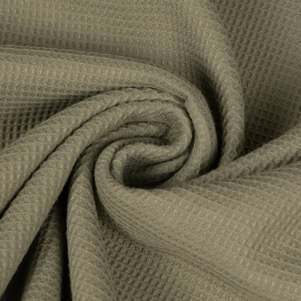 SCHÖNER LEBEN. Tischläufer Waffelrelief Kästchenstruktur uni khaki-grün 40x160cm