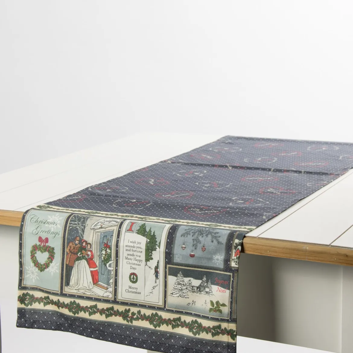 Schöner Leben Tischläufer Weihnachten Bordüre blau 40x140cm
