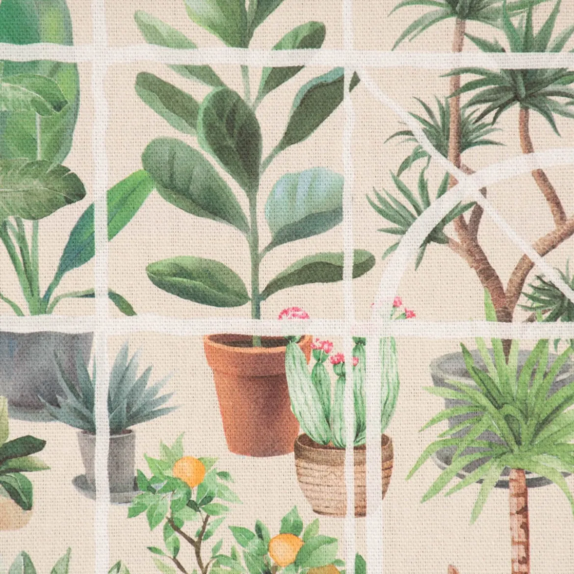 SCHÖNER LEBEN. Tischläufer Wintergarten Pflanztöpfe beige grün 40x160cm