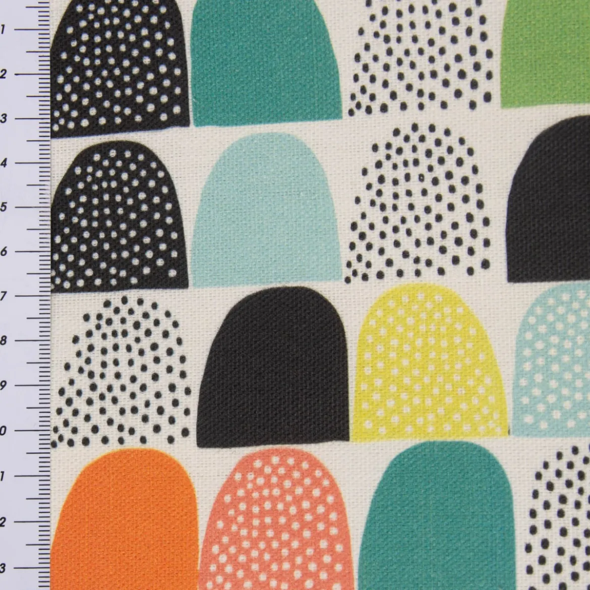 SCHÖNER LEBEN. Tischläufer wollweiß mit abstrakten Hügeln bunt 40x160cm