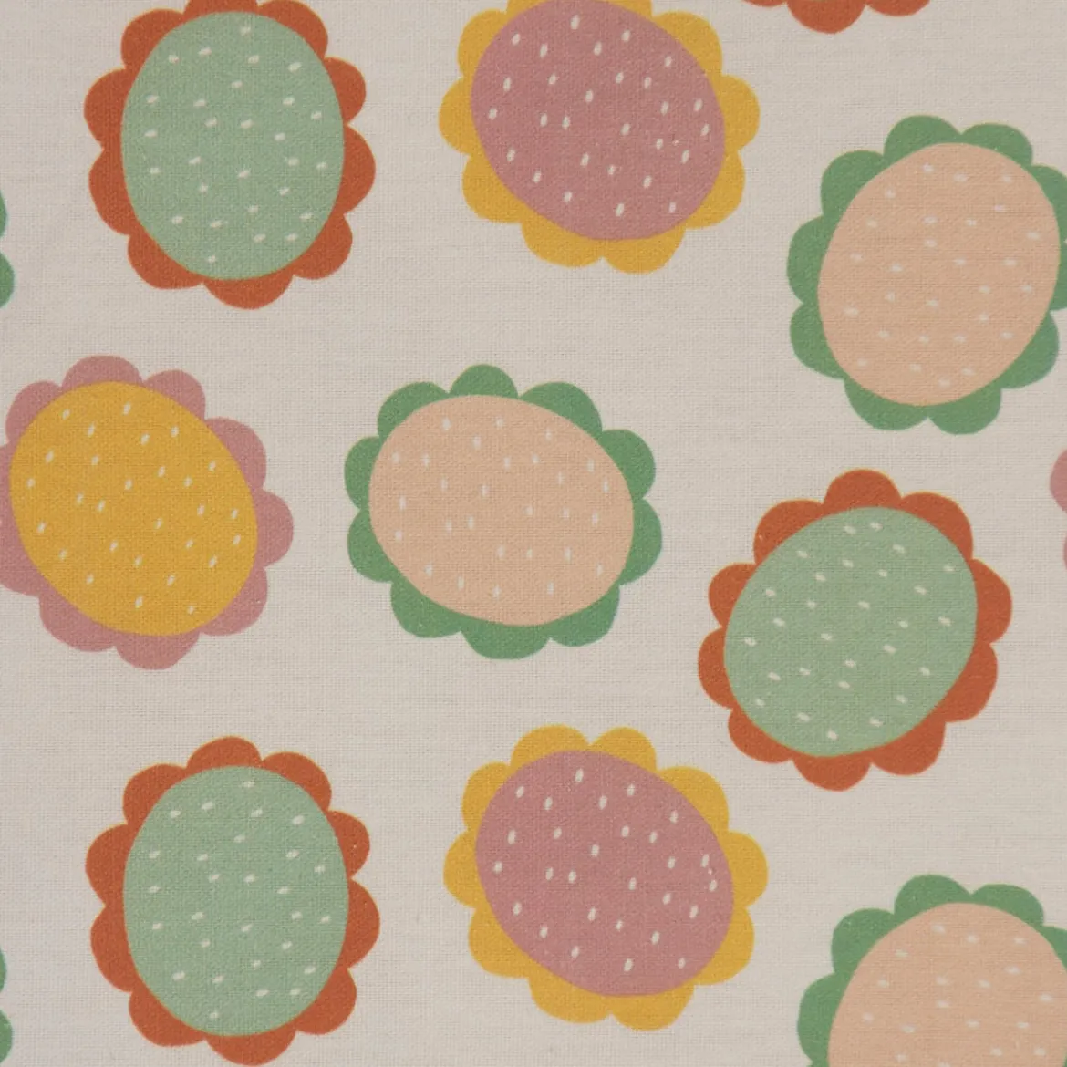 SCHÖNER LEBEN. Tischläufer wollweiß mit Blumen Blüten bunt 40x160cm