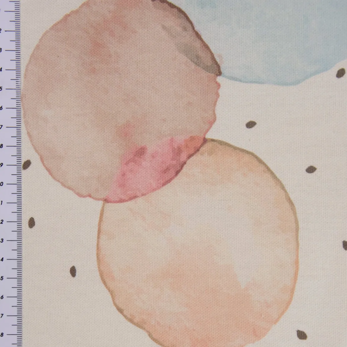 SCHÖNER LEBEN. Tischläufer wollweiß mit Kreisen Aquarell-Tupfen pastell 40x160cm