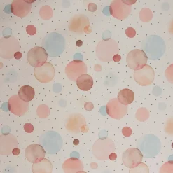 SCHÖNER LEBEN. Tischläufer wollweiß mit Kreisen Aquarell-Tupfen pastell 40x160cm