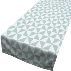 Schöner Leben Tischläufer Zodiac Dreiecke mint weiß 40x160cm
