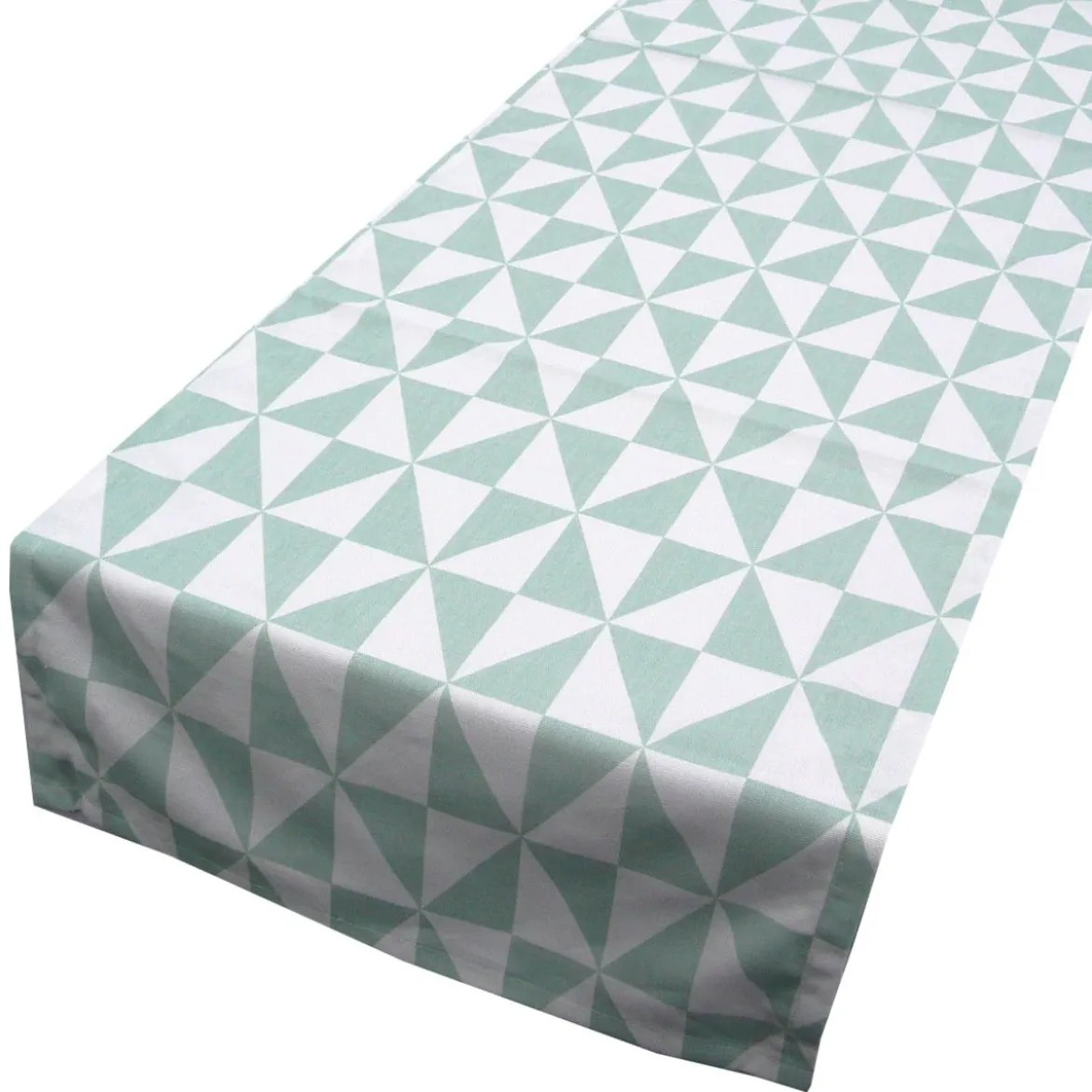 Schöner Leben Tischläufer Zodiac Dreiecke mint weiß 40x160cm