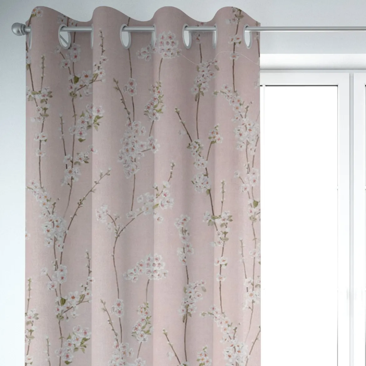 SCHÖNER LEBEN. Vorhang Almond Blossom Mandelblütenzweige rosa 245cm oder Wunschlänge