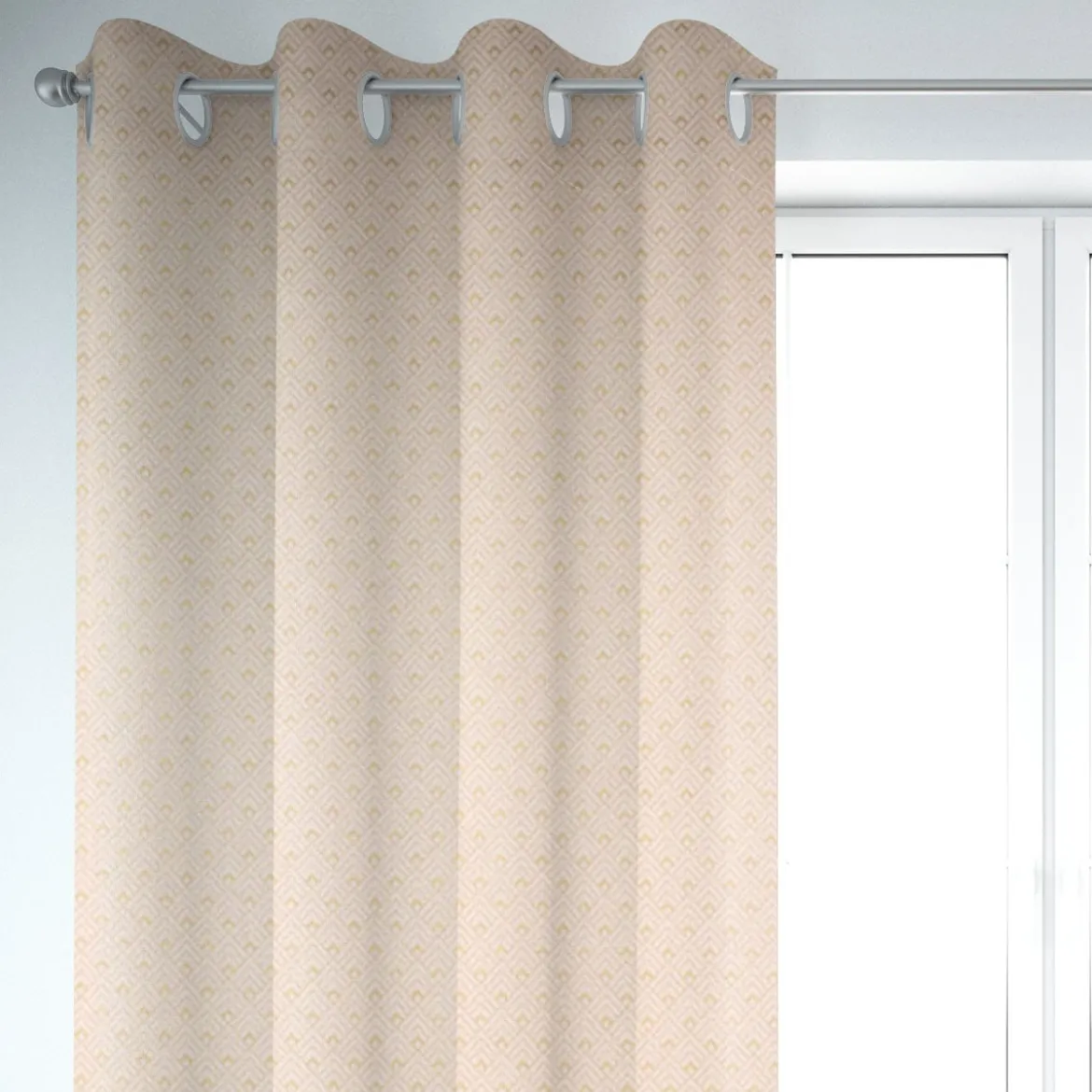 SCHÖNER LEBEN. Vorhang Art Deco Metallic Rauten rosa goldfarbig 245cm oder Wunschlänge