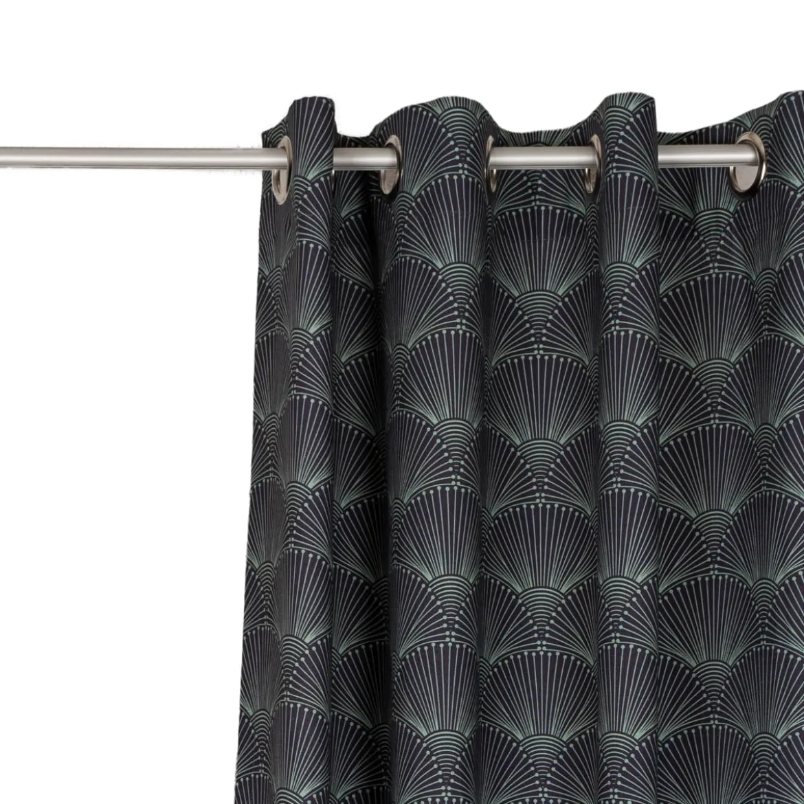SCHÖNER LEBEN. Vorhang aus Baumwolle Fächer Bogen dunkelblau mintgrün 245cm oder Wunschlänge
