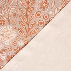 SCHÖNER LEBEN. Vorhang aus Baumwolle Blätter Blumen Gräser grau beige orange 245cm oder Wunschlänge