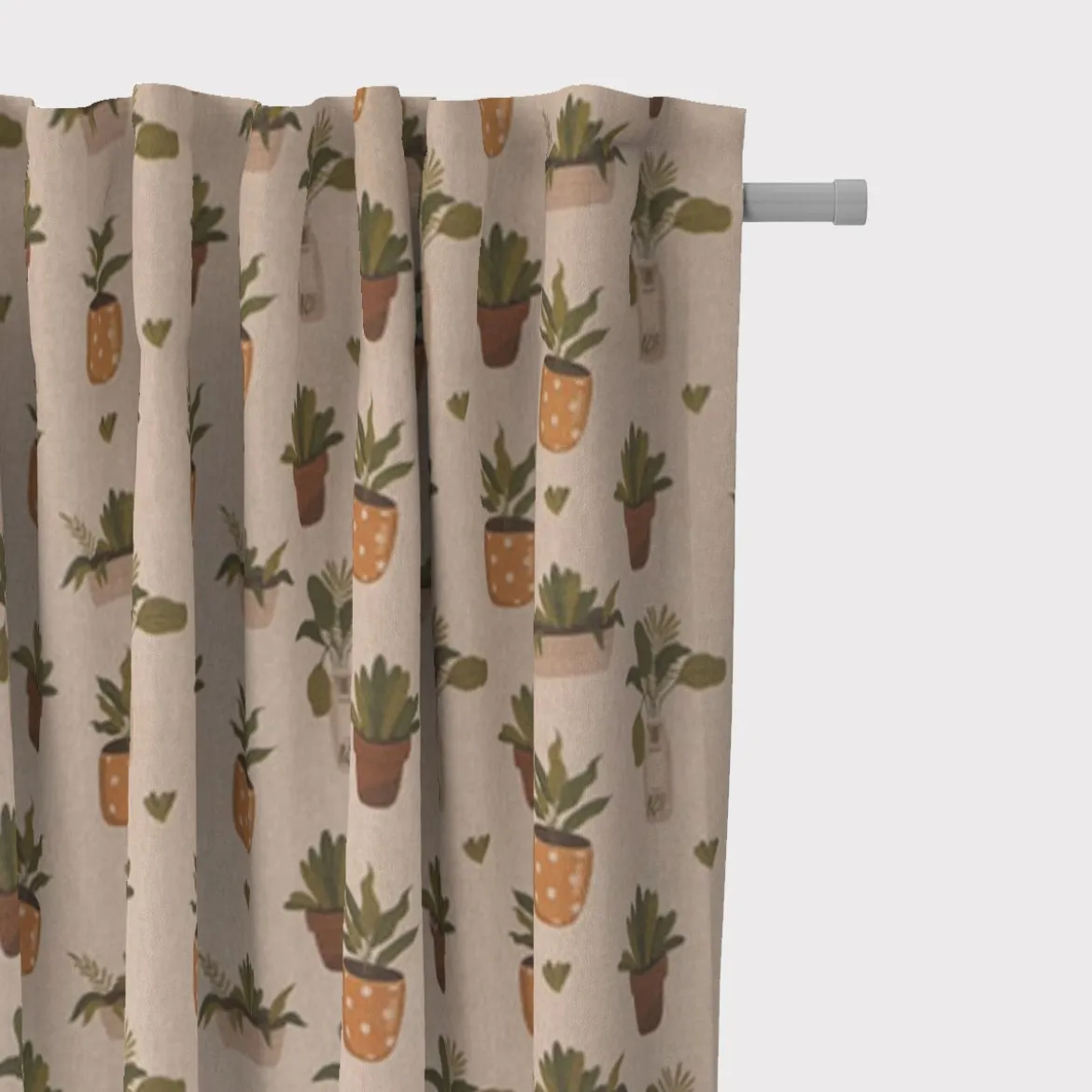 SCHÖNER LEBEN. Vorhang Blätter Pflanzen Vase Pflanztopf natur gelb grün braun 245cm oder Wunschlänge