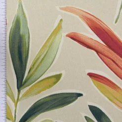 SCHÖNER LEBEN. Vorhang Blätter Zweige beige grün rot 245cm oder Wunschlänge